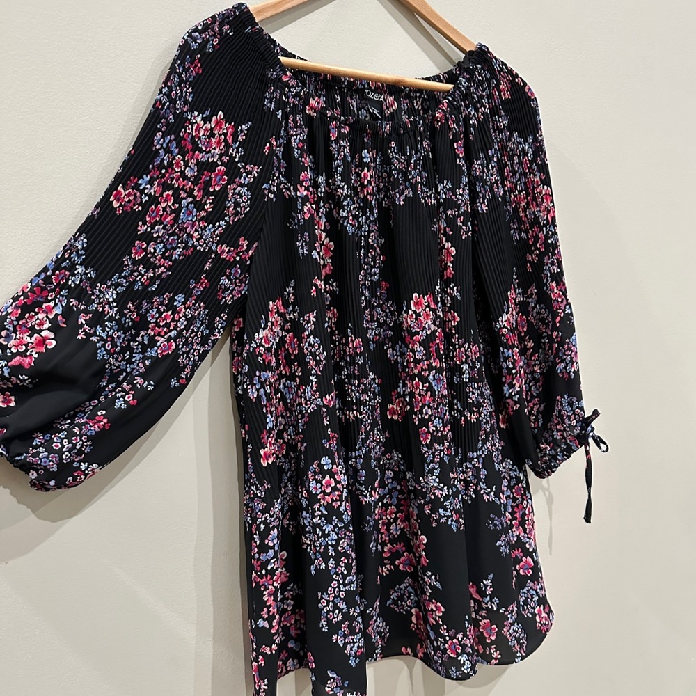 Roz & Ali flowy floral blouse 1X